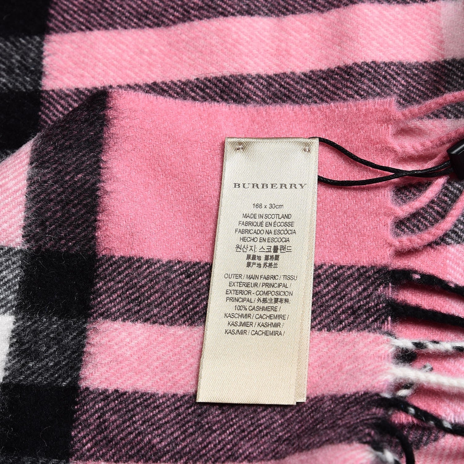 Burberry Cashmere Giant Check Fringe Scarf Rose Pink 4 of 7