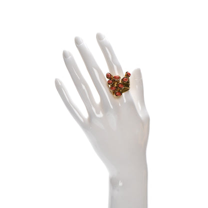 Saint Laurent Arty Dots Ring 7.5 Gold Coral 2 of 4