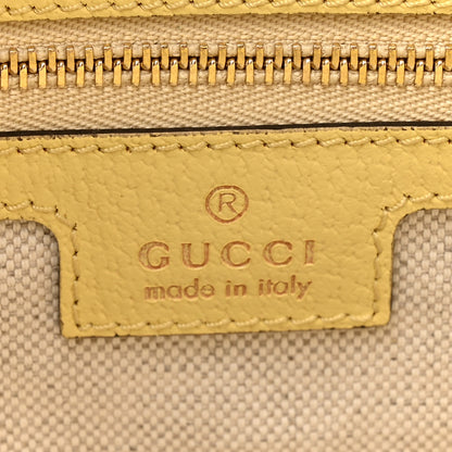 Gucci Straw Textured Dollar Calfskin Cancun Medium Ophidia Shopping Tote Orange Yellow 6 of 11
