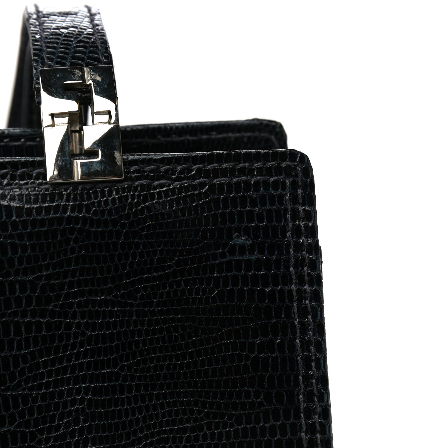 Fendi Lizard Satchel Black 12 of 13