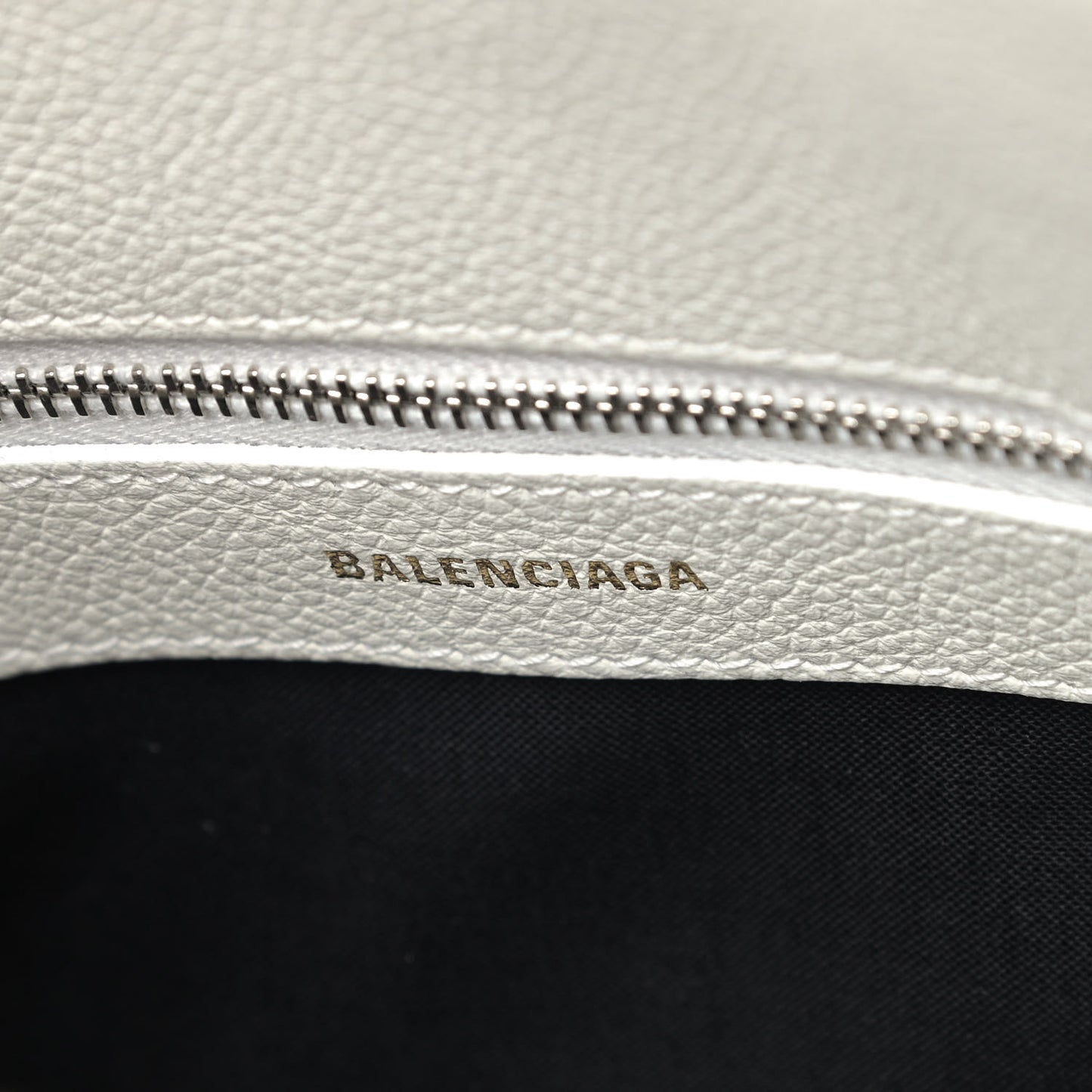 Grained Calfskin Logo S Ville Top Handle Bag White Black