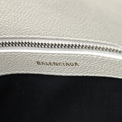 Balenciaga Grained Calfskin Logo S Ville Top Handle Bag White Black 8 of 10