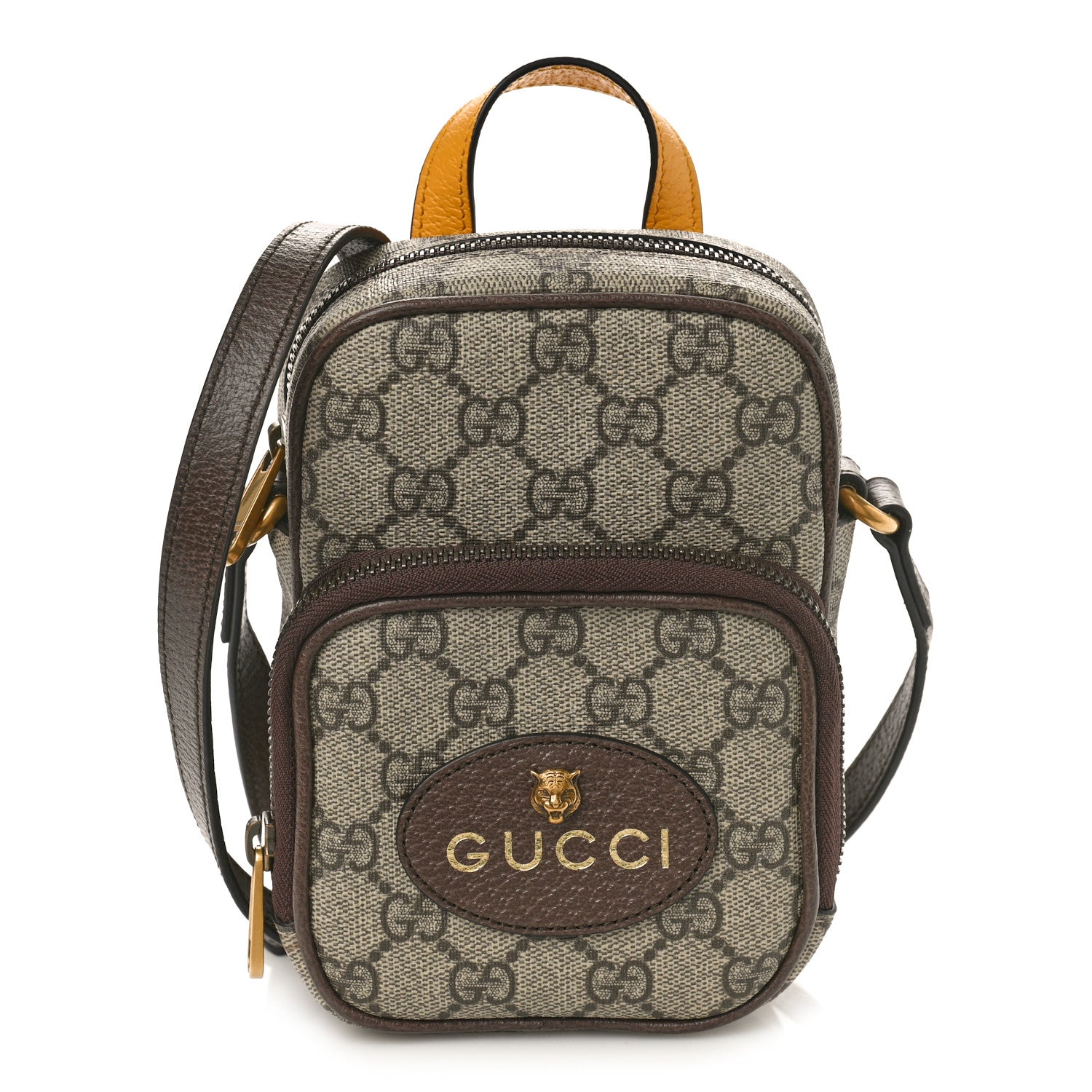 Gucci GG Supreme Monogram Mini Neo Vintage Double Zip Messenger Bag Beige New Acero Crop 1 of 9