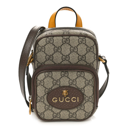 Gucci GG Supreme Monogram Mini Neo Vintage Double Zip Messenger Bag Beige New Acero Crop 1 of 9