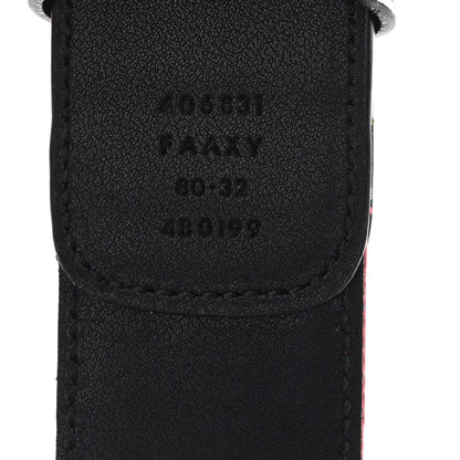Gucci X ADIDAS Crystal Vintage Monogram Textured Dollar Calfskin Double G 40mm Belt 80 32 Hibiscus Red Off White Black 4 of 5