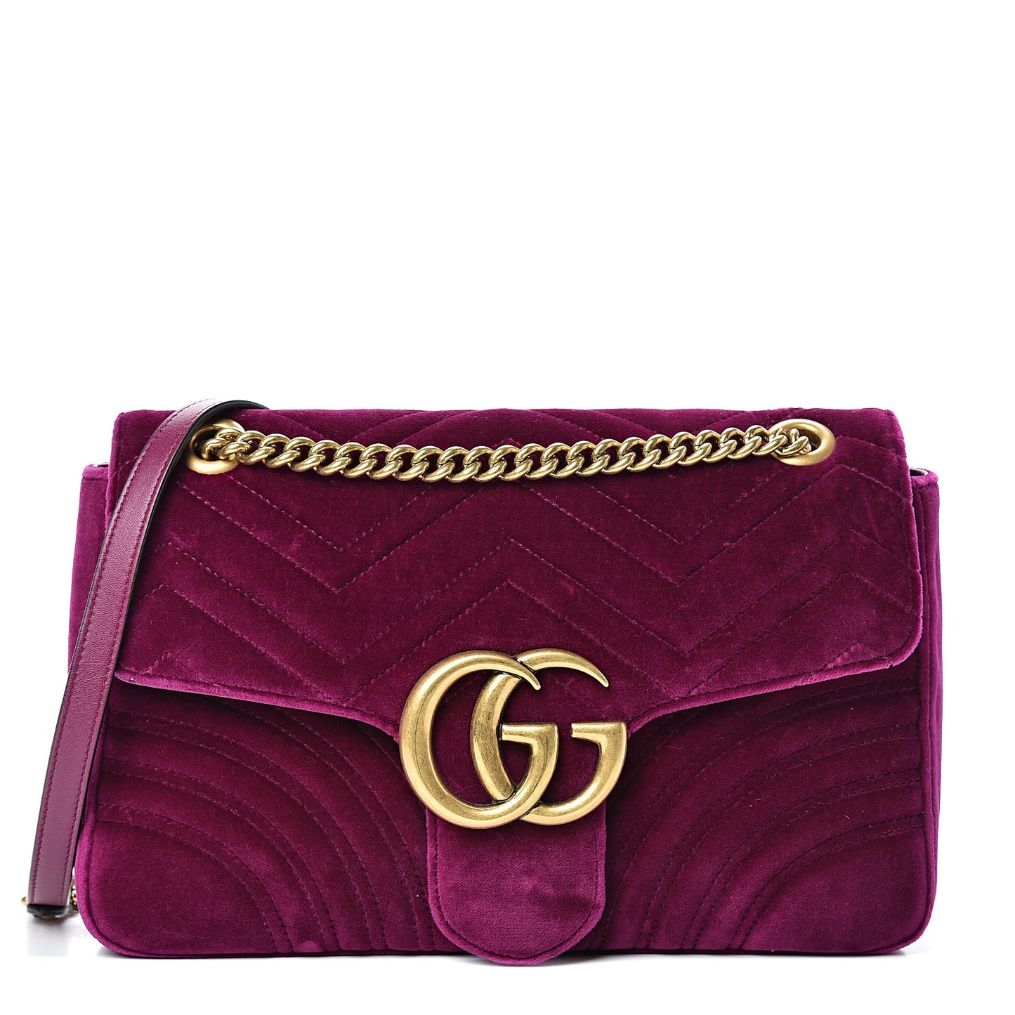 Velvet Matelasse Medium GG Marmont Shoulder Bag Rubin