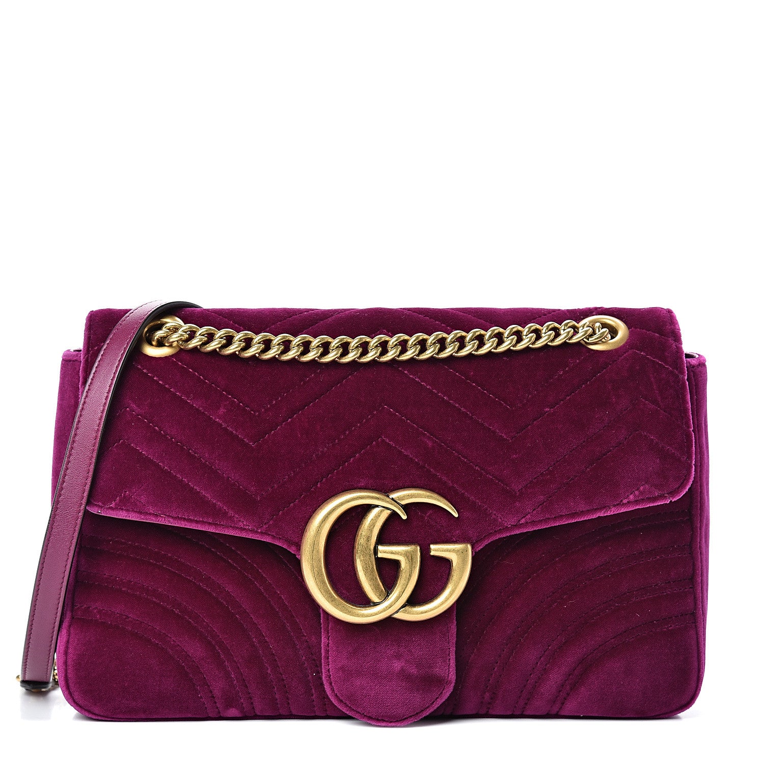 Gucci Velvet Matelasse Medium GG Marmont Shoulder Bag Rubin 2 of 25
