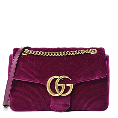 Gucci Velvet Matelasse Medium GG Marmont Shoulder Bag Rubin 2 of 25