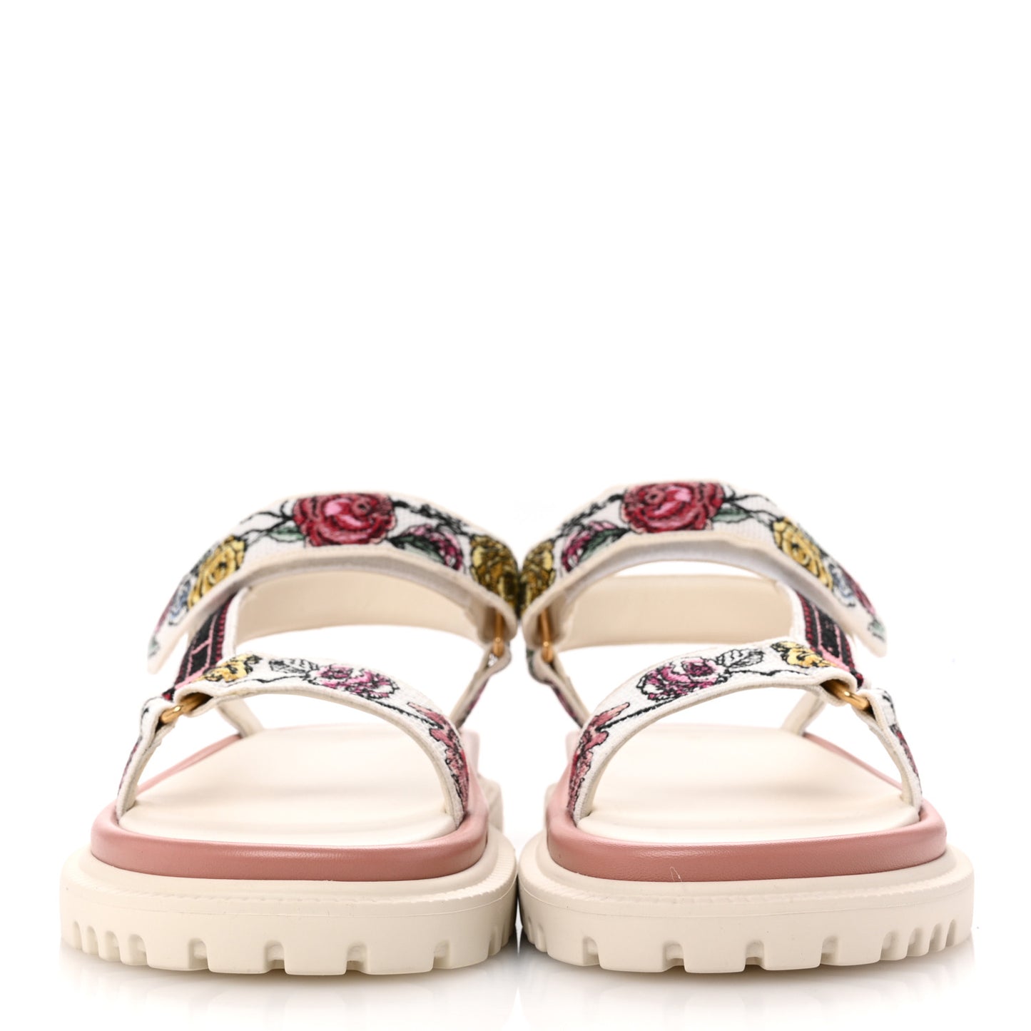 Canvas Embroidered Florilegio 10mm D-Wave Sandals 40 White Multicolor