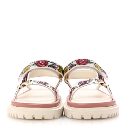 Christian Dior Canvas Embroidered Florilegio 10mm D-Wave Sandals 40 White Multicolor 3 of 10