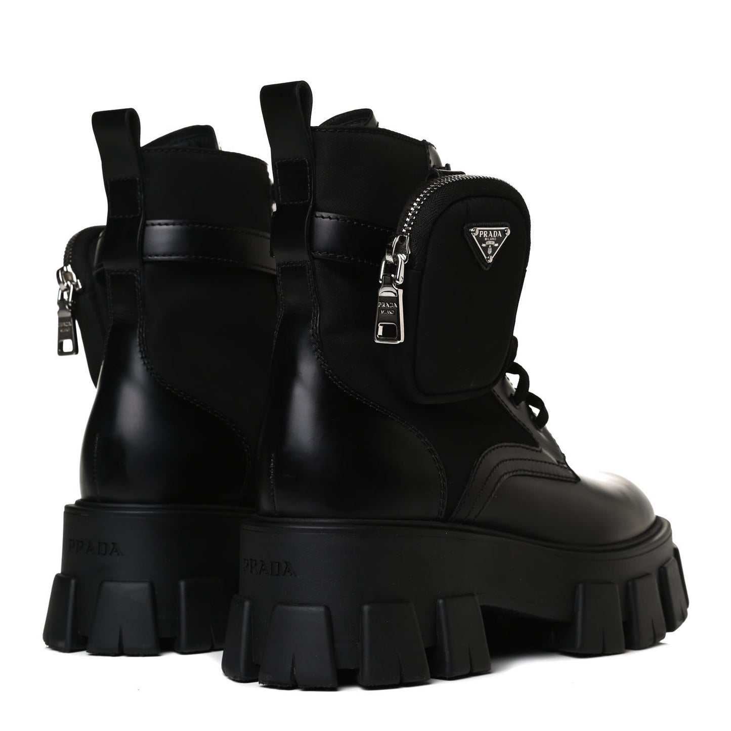 Spazzolato Rois Nylon Metal Triangle Logo Monolith Pouch Pocket 55mm Boots 37.5 Black