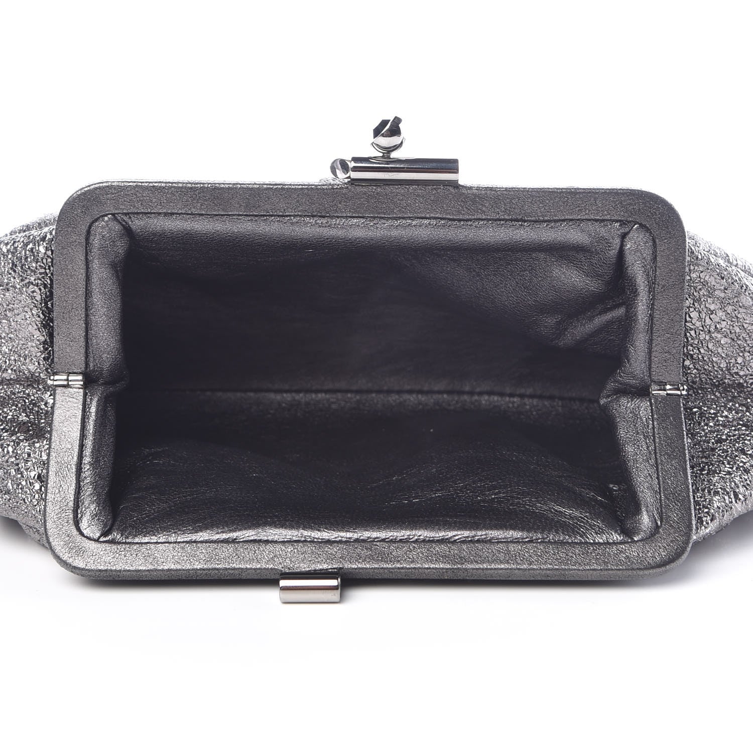 Chanel Metallic Crackled Calfskin Monte Carlo Clutch Dark Silver 5 of 7