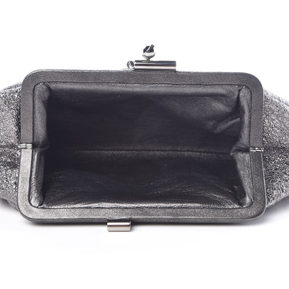 Chanel Metallic Crackled Calfskin Monte Carlo Clutch Dark Silver 5 of 7