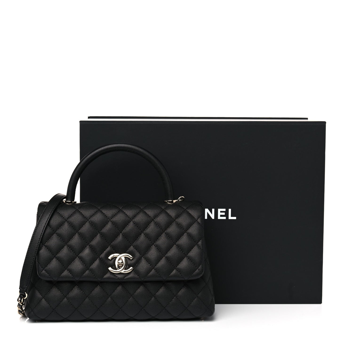 Caviar Quilted Small Coco Handle Flap Black