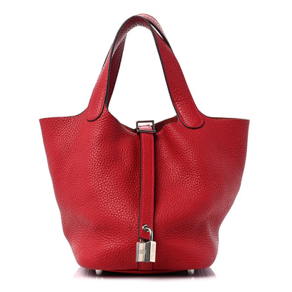Hermes Taurillon Clemence Picotin Lock 18 PM Rouge Casaque 1 of 13