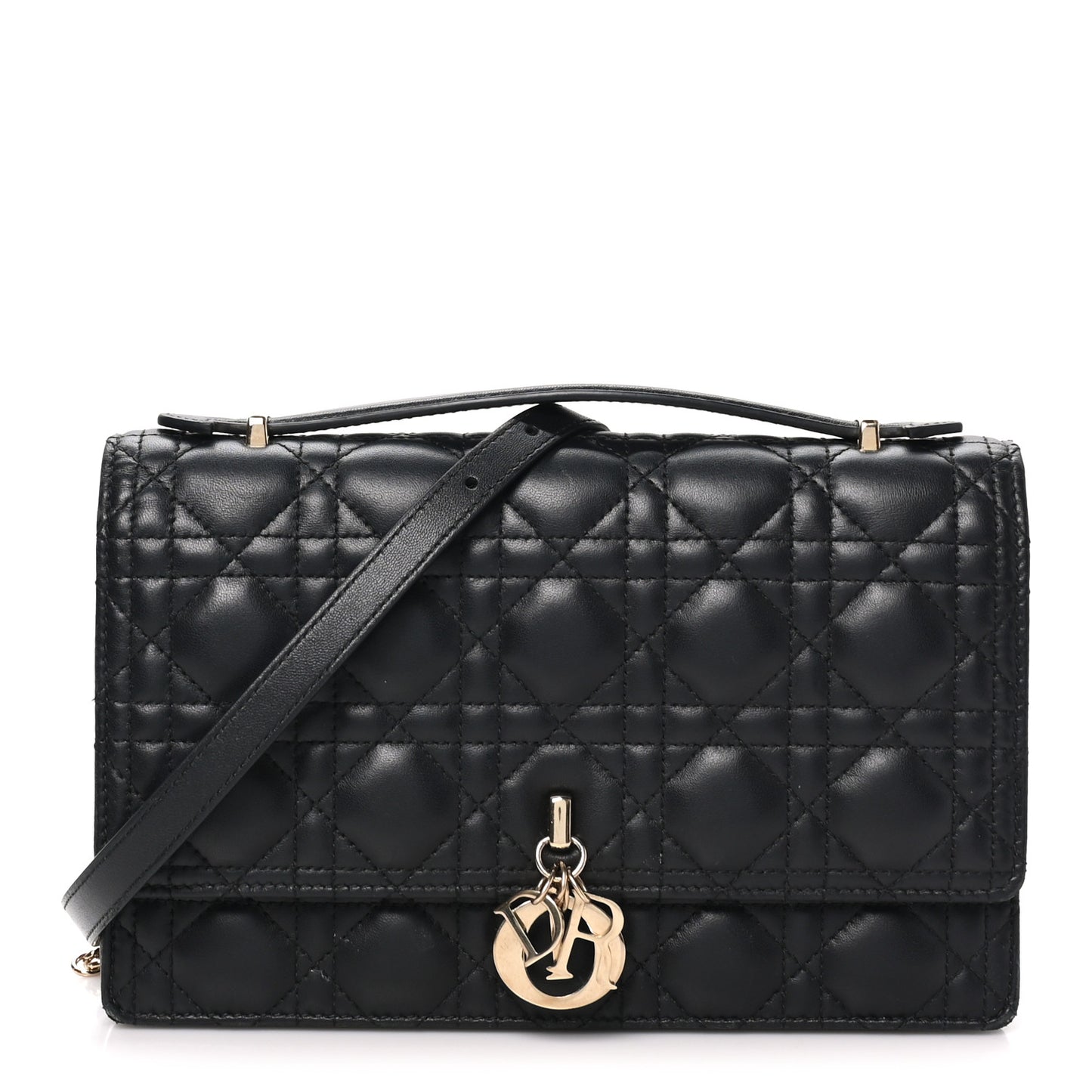 Lambskin Cannage Miss Dior Top Handle Bag Black