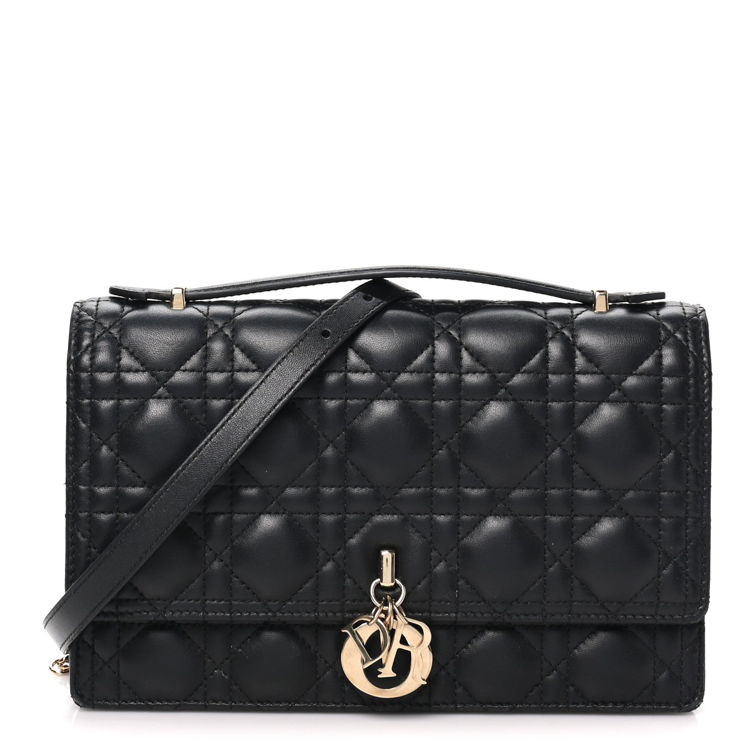 Christian Dior Lambskin Cannage Miss Dior Top Handle Bag Black 1 of 8