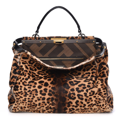 Fendi Calf Hair Leopard Print Zucca Large Peekaboo Iconic Satchel Tobacco 1 of 24