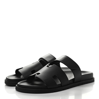Hermes Calfskin Mens Chypre Sandals 43 Black 3 of 8