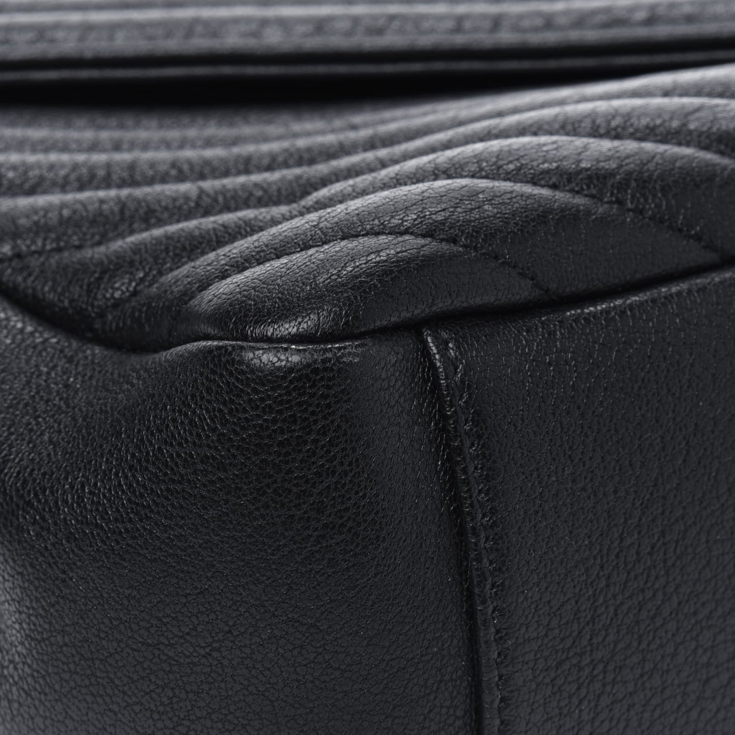 Sheepskin Matelasse Chevron Monogram Large College Satchel Black