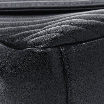 Saint Laurent Sheepskin Matelasse Chevron Monogram Large College Satchel Black 12 of 16