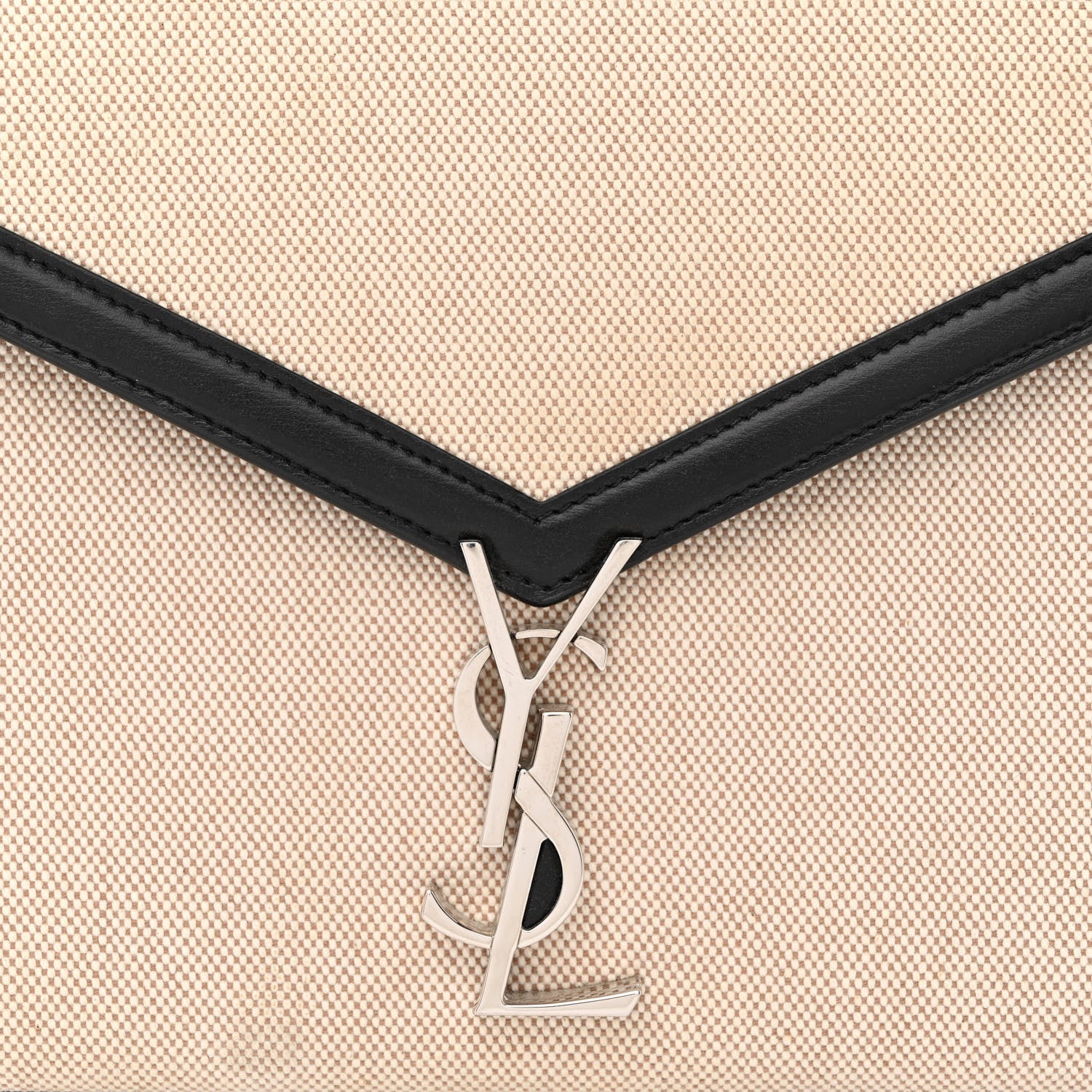 Saint Laurent Canvas Calfskin Medium Classic Monogram Cassandra Top Handle Natural Black 8 of 11
