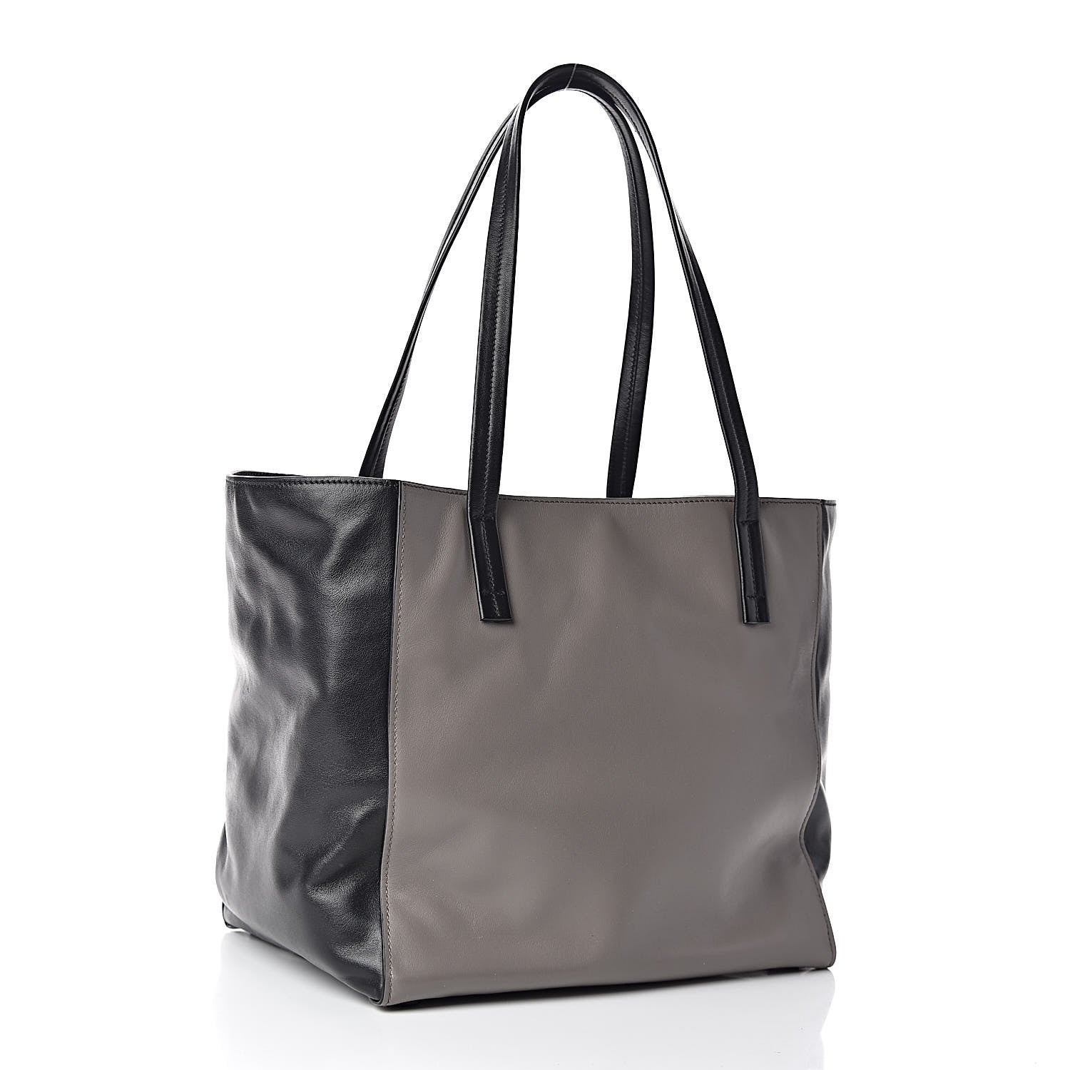 Prada Soft Calf Shopping Tote Black Argilla 3 of 10