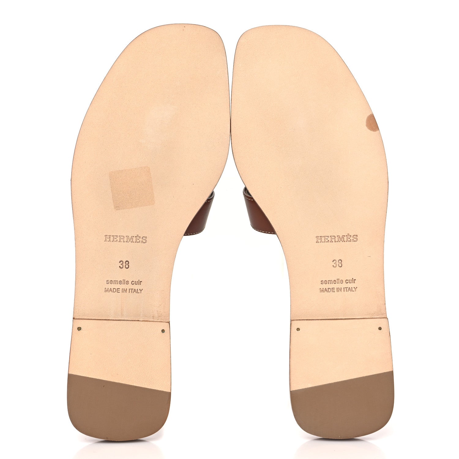 Hermes Box Calfskin Oran Sandals 38 Gold 5 of 10