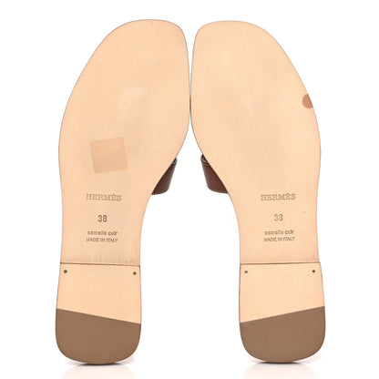 Hermes Box Calfskin Oran Sandals 38 Gold 5 of 10