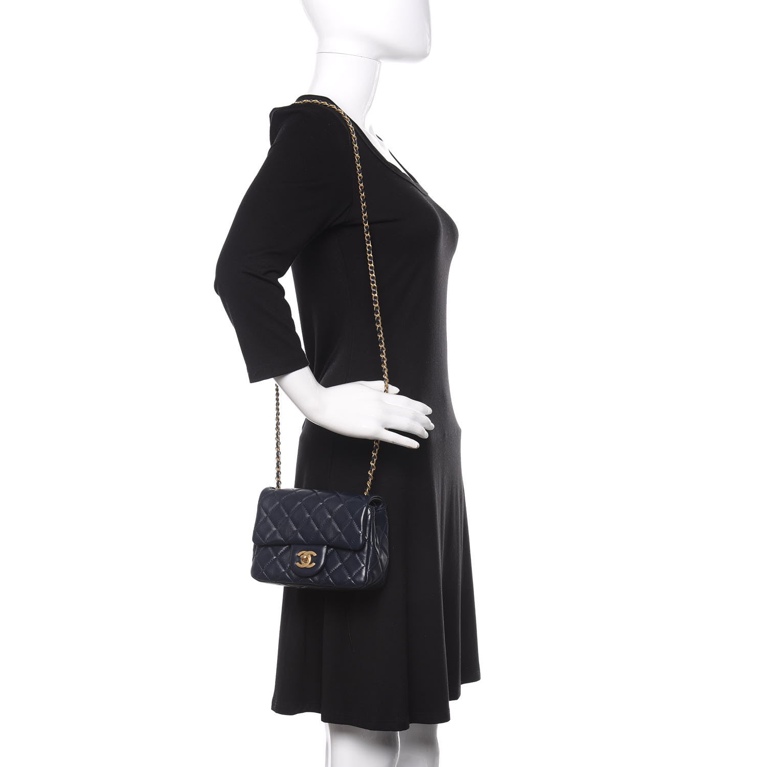 Chanel Lambskin Quilted Mini Pearl Crush Flap Navy Blue 2 of 11