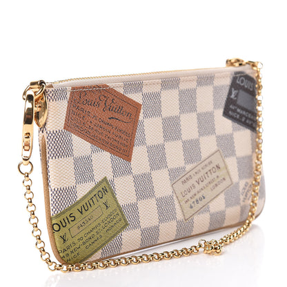 Louis Vuitton Damier Azur Trunks Labels Pochette Milla MM 3 of 9