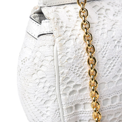 Dolce & Gabbana Calfskin Lace Small Miss Sicily Satchel White 11 of 12