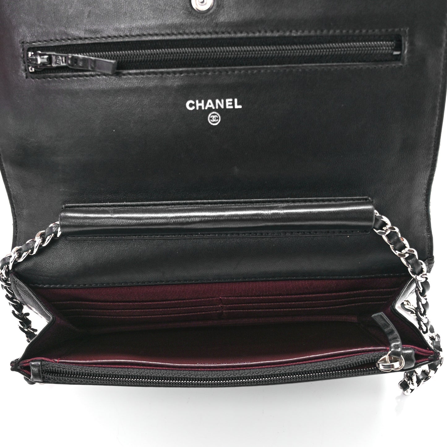 Lambskin Quilted Wallet On Chain WOC Black