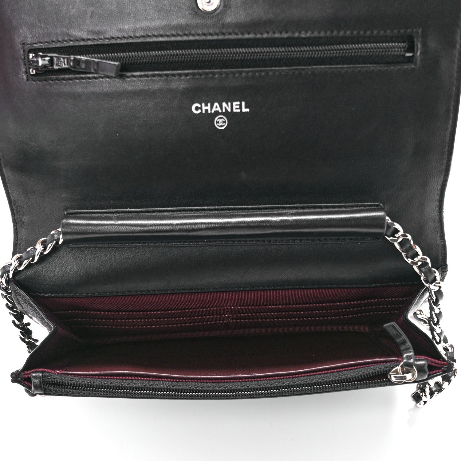 Chanel Lambskin Quilted Wallet On Chain WOC Black 5 of 12