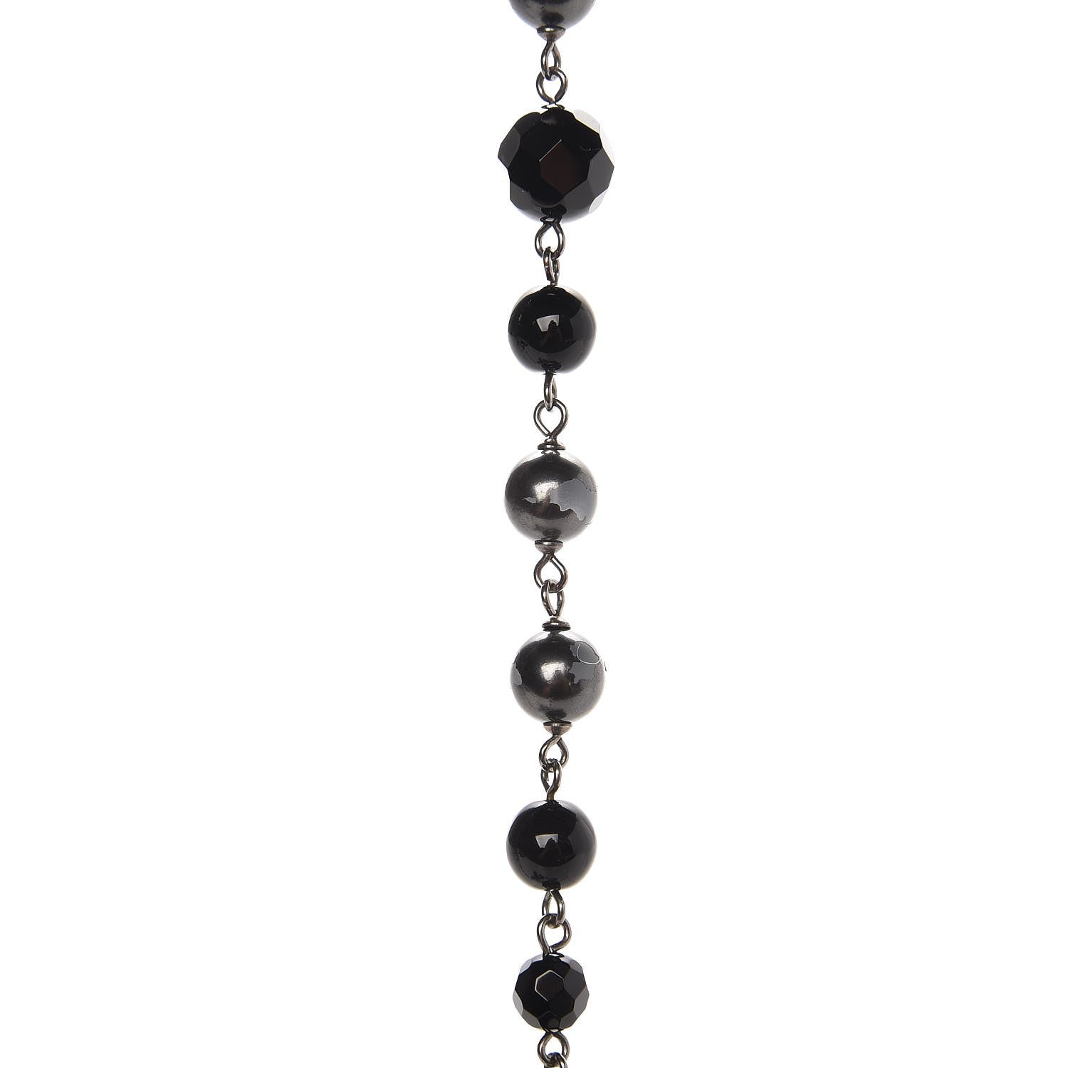 Chanel Ruthenium Pearl Bead CC Long Necklace Black 5 of 5
