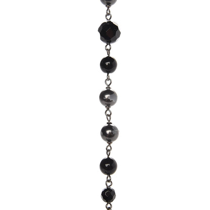 Chanel Ruthenium Pearl Bead CC Long Necklace Black 5 of 5