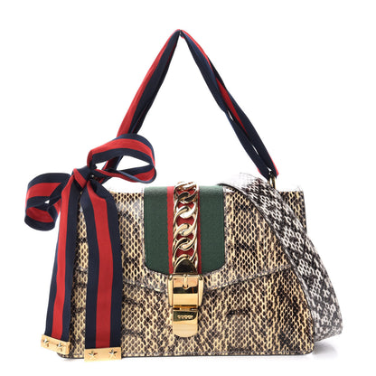 Gucci Snakeskin Small Sylvie Shoulder Bag Grey 1 of 9