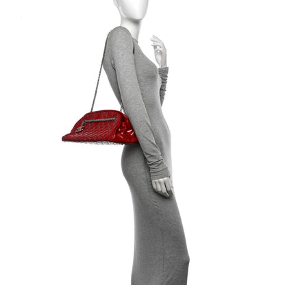 Chanel Patent Quilted Medium Just Mademoiselle Bowling Bag Red 2 of 14