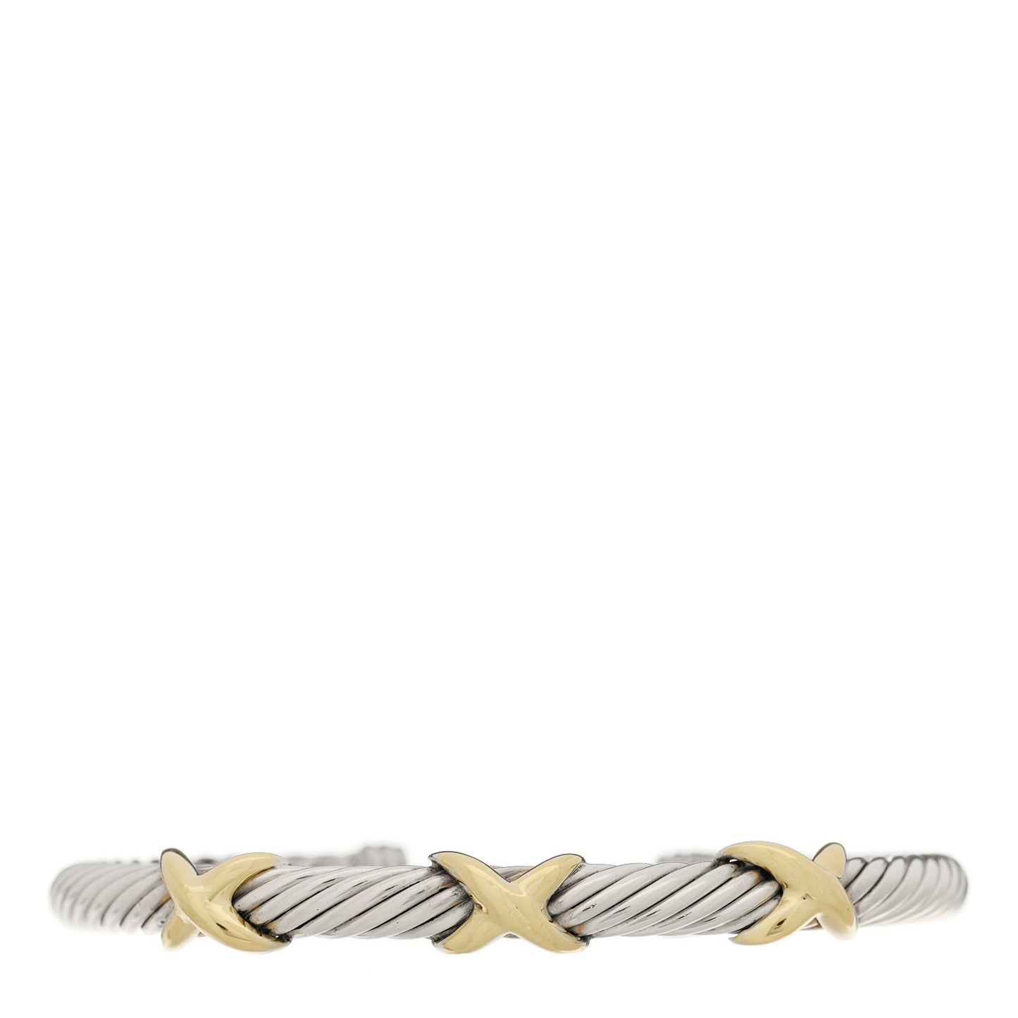 Sterling Silver 14K Yellow Gold 5mm Triple X Cable Bracelet