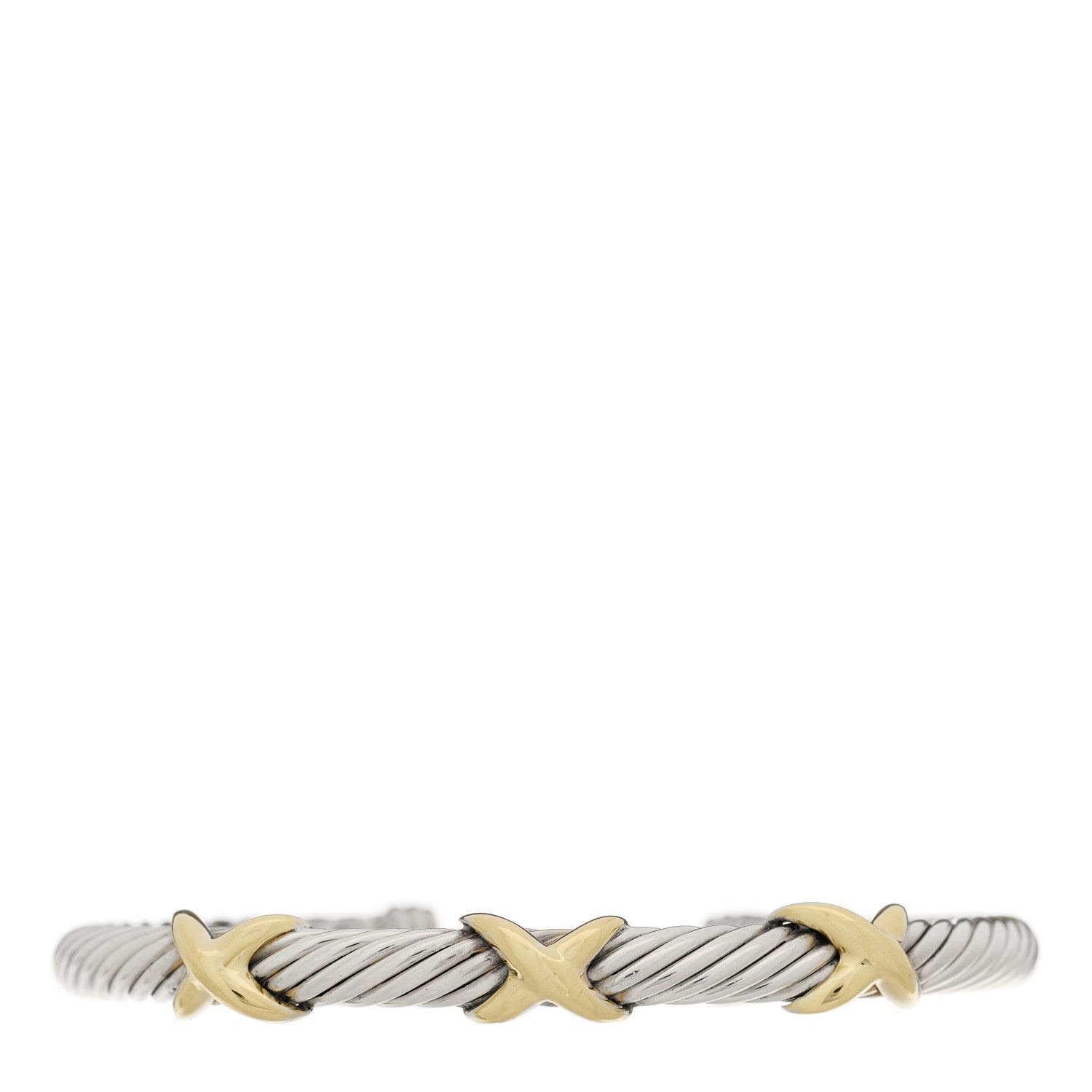 David Yurman Sterling Silver 14K Yellow Gold 5mm Triple X Cable Bracelet 1 of 3