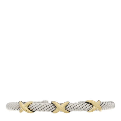 David Yurman Sterling Silver 14K Yellow Gold 5mm Triple X Cable Bracelet 1 of 3