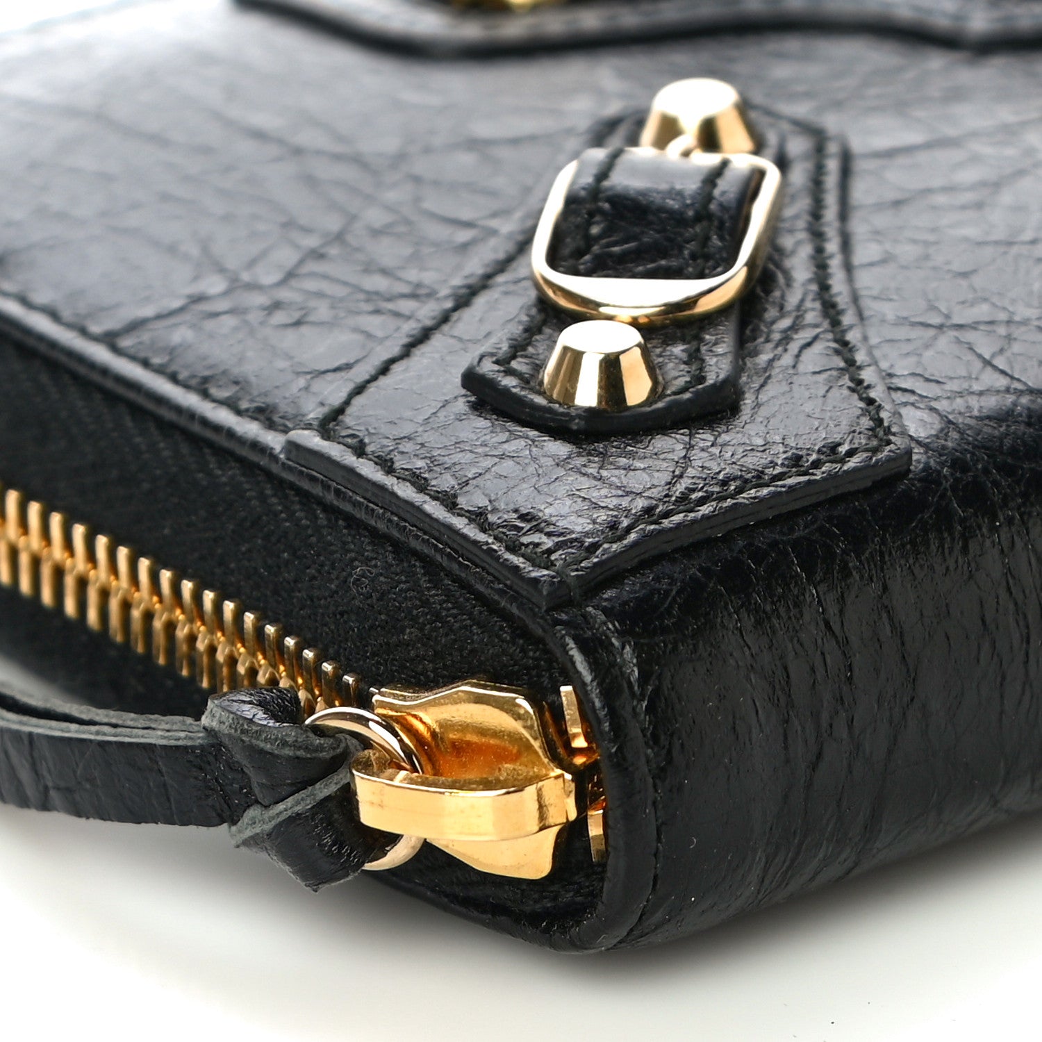 Balenciaga Agneau Classic Gold Hardware Continental Zip Around Wallet Black 8 of 9