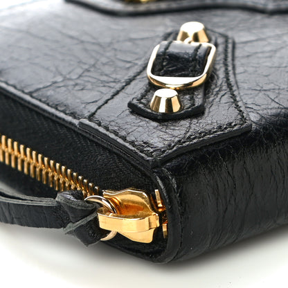 Balenciaga Agneau Classic Gold Hardware Continental Zip Around Wallet Black 8 of 9