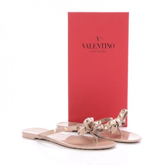 Valentino Garavani PVC Jelly Rockstud Bow Thong Sandals 38 Poudre 10 of 10