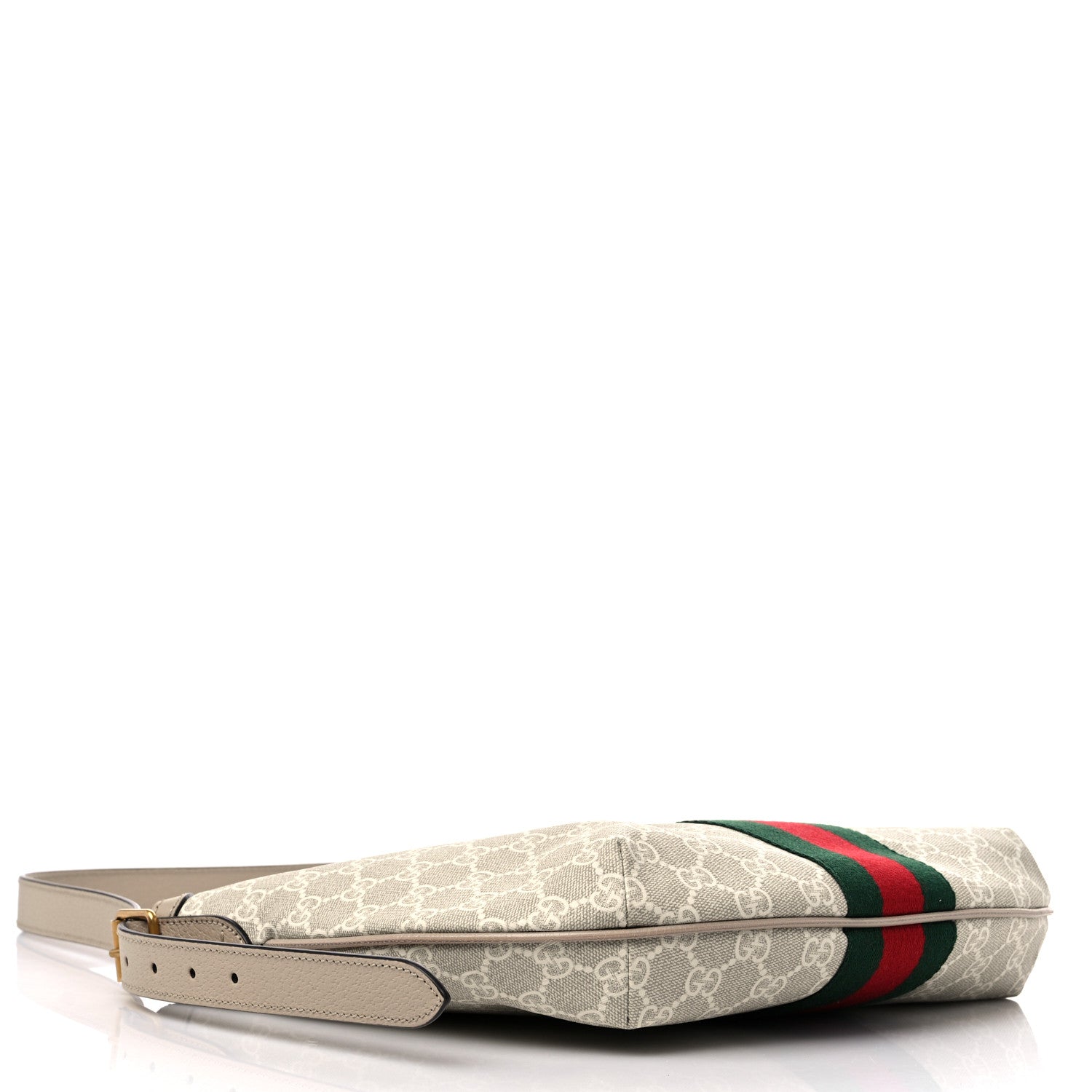 Gucci GG Supreme Monogram Textured Dollar Calfskin Web Small Ophidia Half Moon Hobo Beige Mystic White Oatmeal 4 of 9