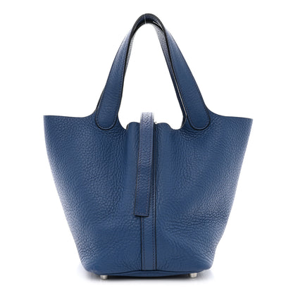 Hermes Taurillon Clemence Picotin 18 PM Bleu Agate 1 of 10