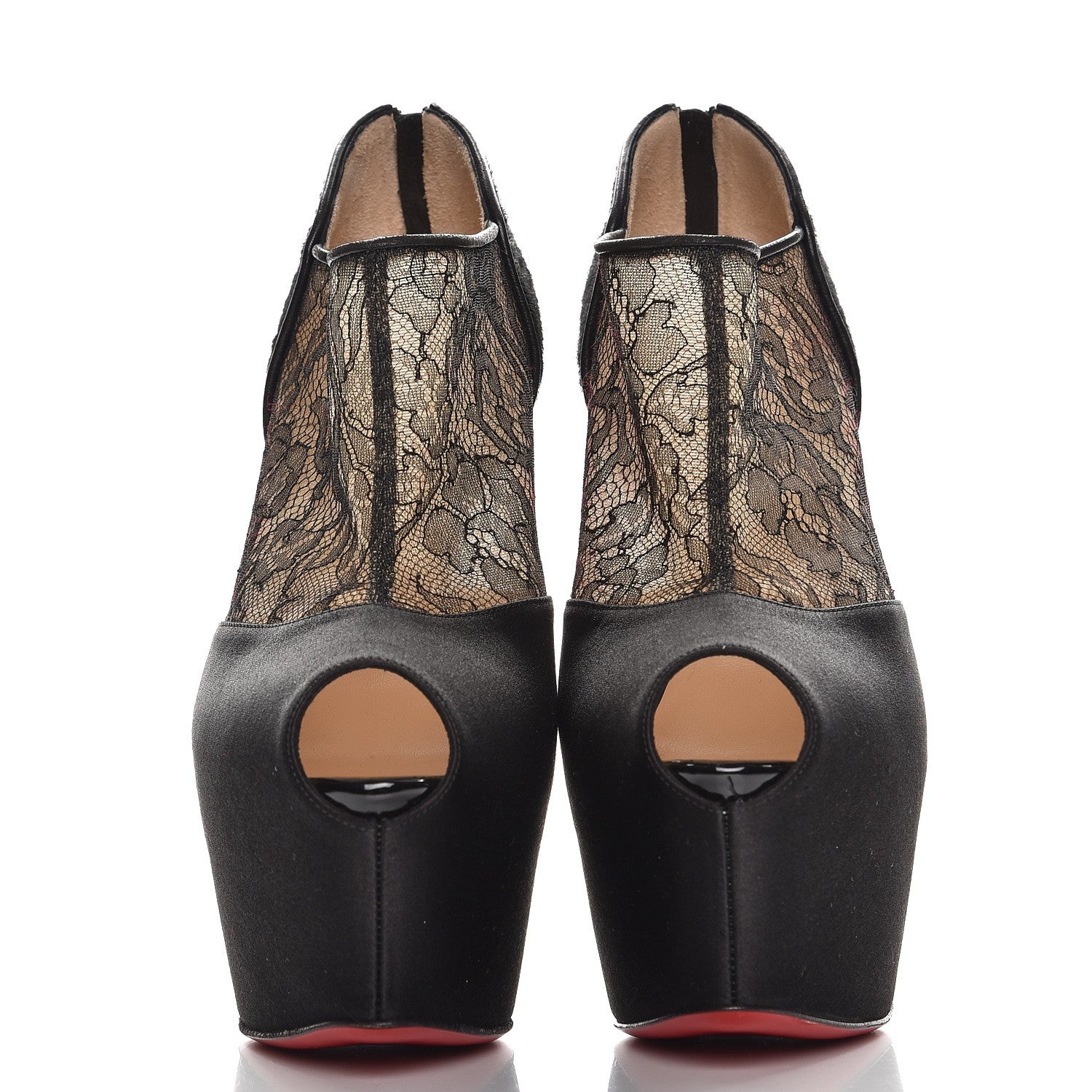 Christian Louboutin Satin Lace Chantilly Astrakan Aeronotoc 160 Bootie 38 Black 3 of 10