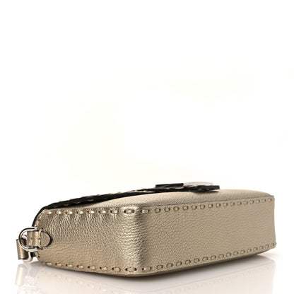 Fendi Cuoio Roma Sellerissima Nappa Sintetica Tape Stitch Baguette Platino 4 of 11
