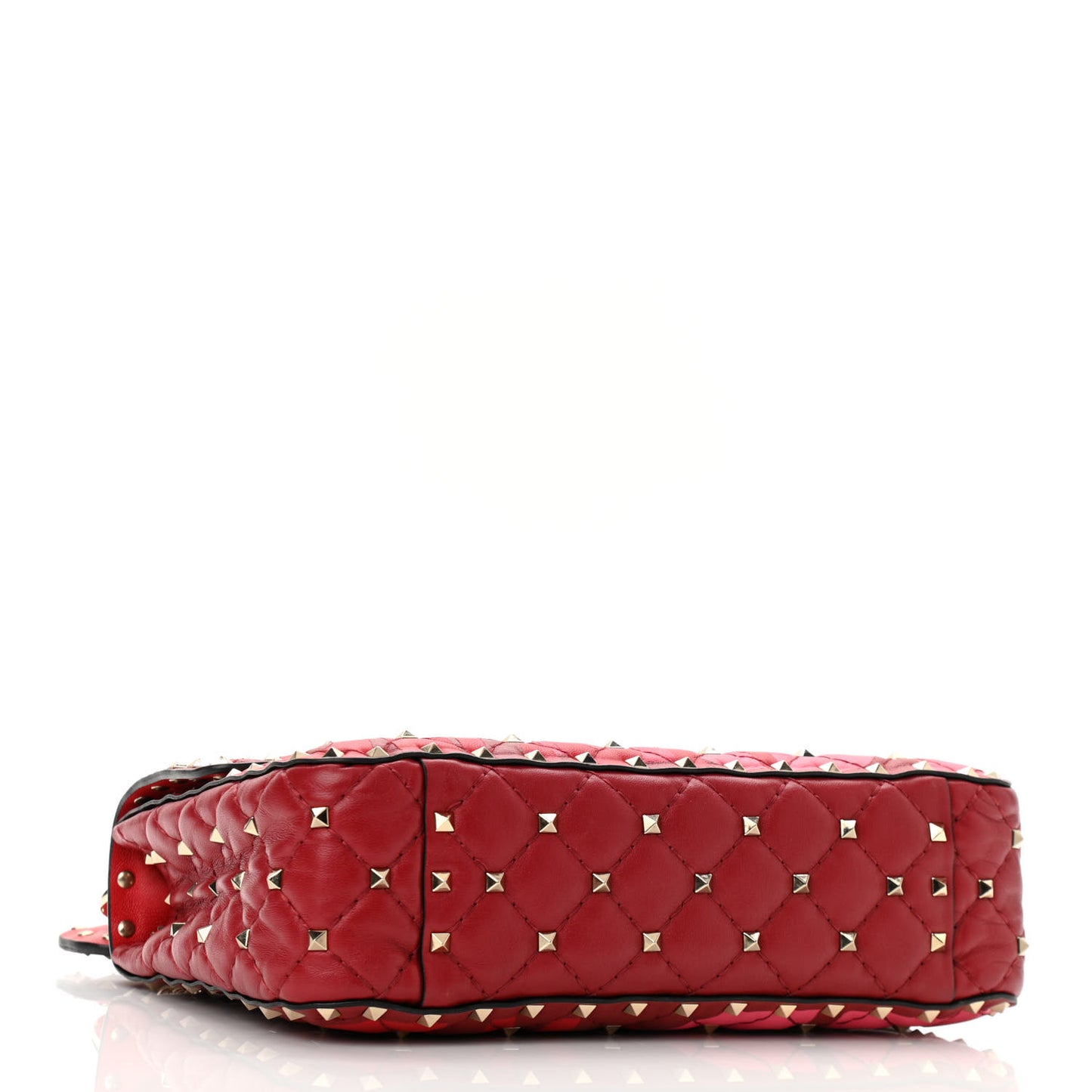 Nappa Lettering Print Quilted Medium Rockstud Spike Shoulder Bag Red Pink