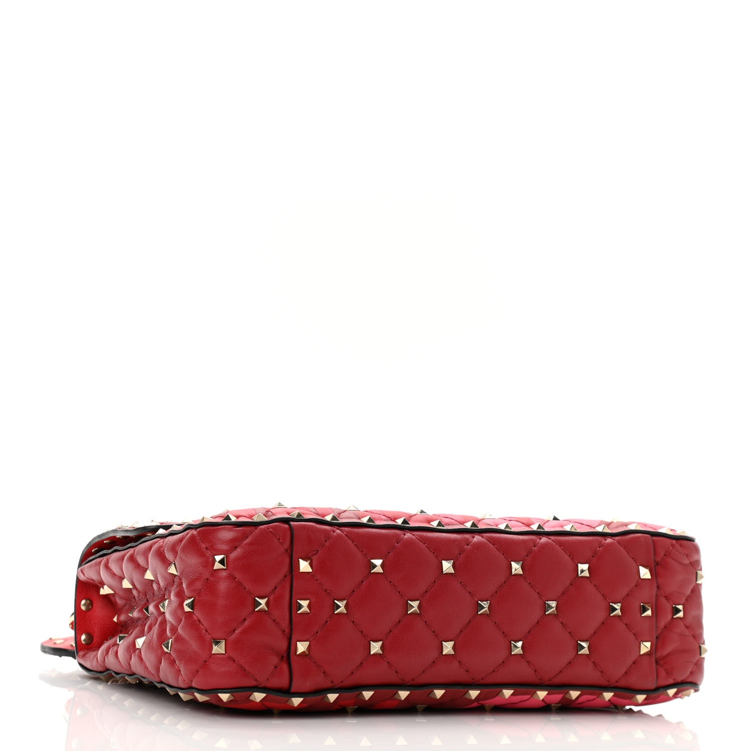 Valentino Garavani Nappa Lettering Print Quilted Medium Rockstud Spike Shoulder Bag Red Pink 4 of 9
